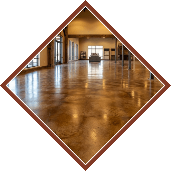earth-tone stained concrete floor
