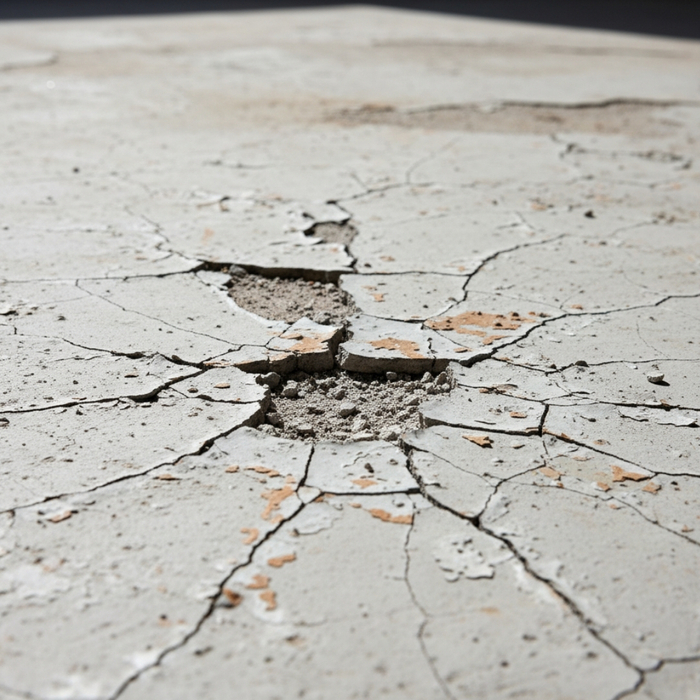 Cracked concrete floor showing effects of thermal expansion
