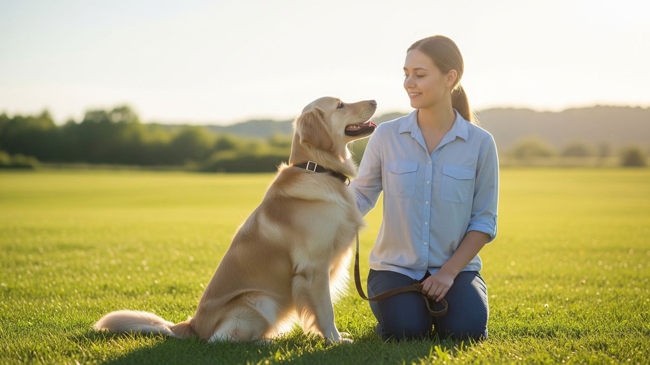 A well-behaved dog with its owner