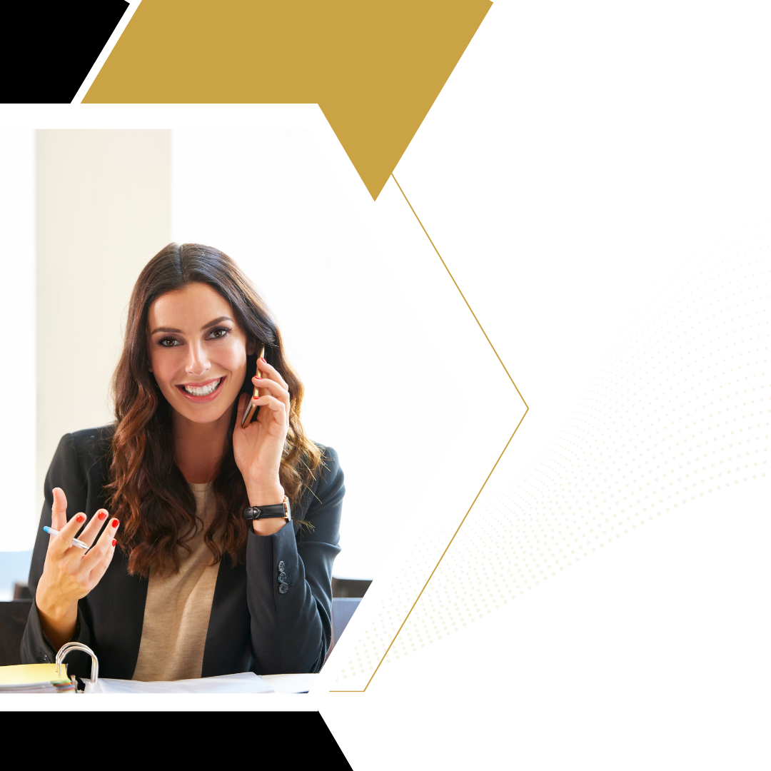 tax professional smiling while one the phone 