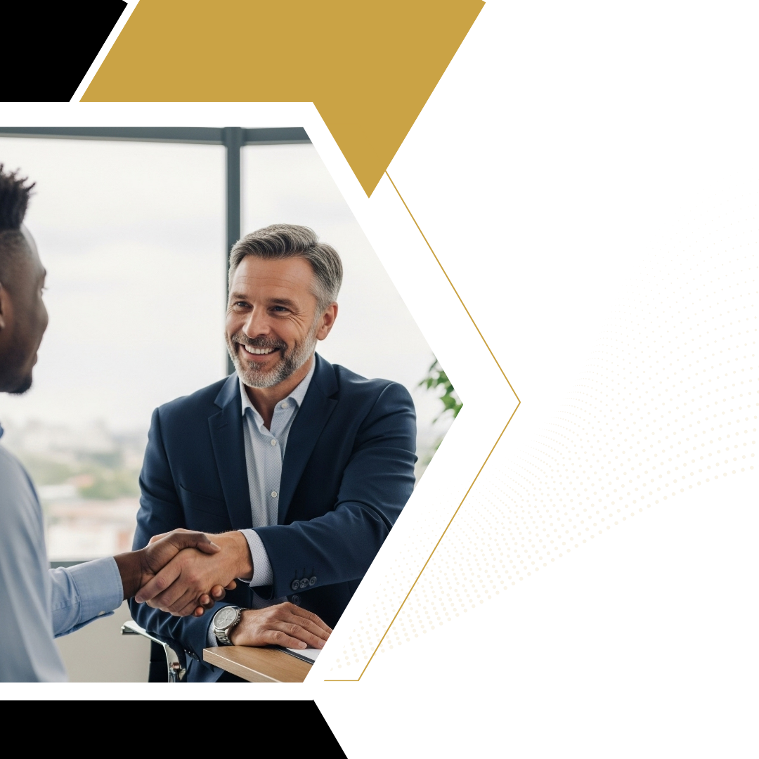 happy business man shaking hands 