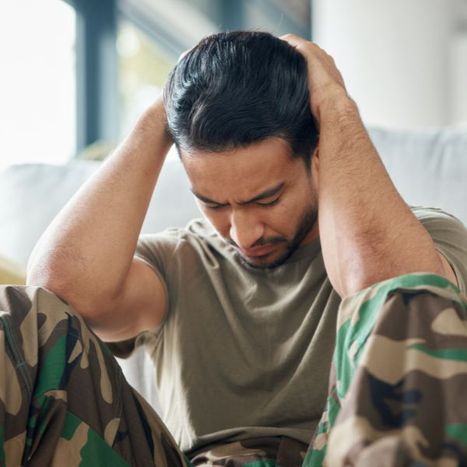 military man with depression