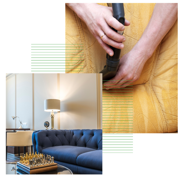 Collage of couch cushions.