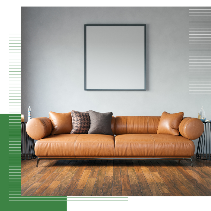 Leather sofa.