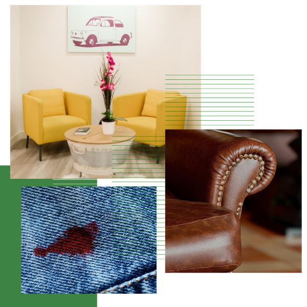 Collage of soda cushions and stains.