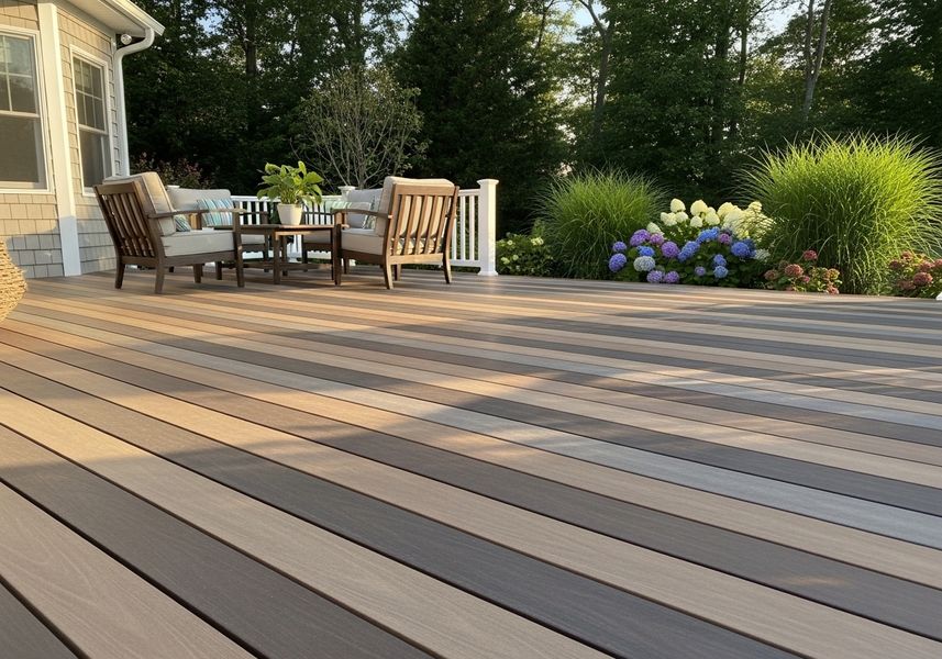 Spacious Deck with Outdoor Seating and Garden View