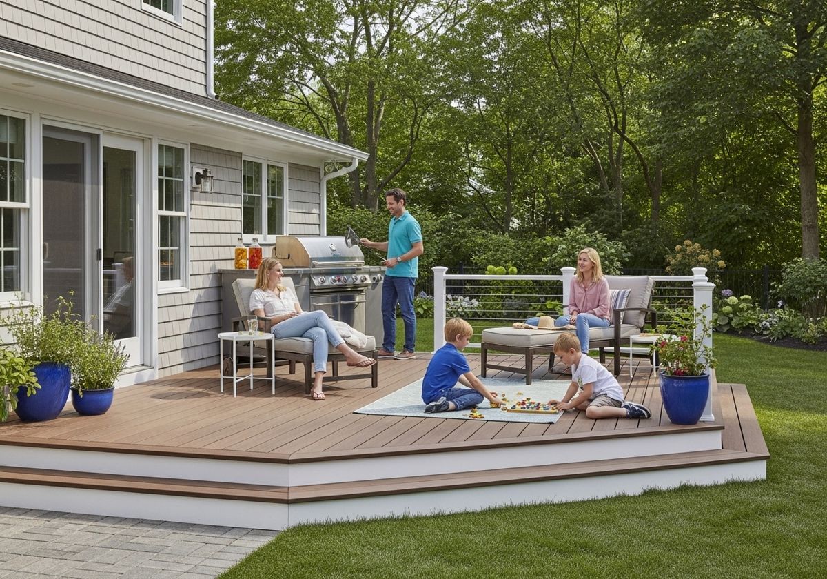 Family enjoying time together on composite deck