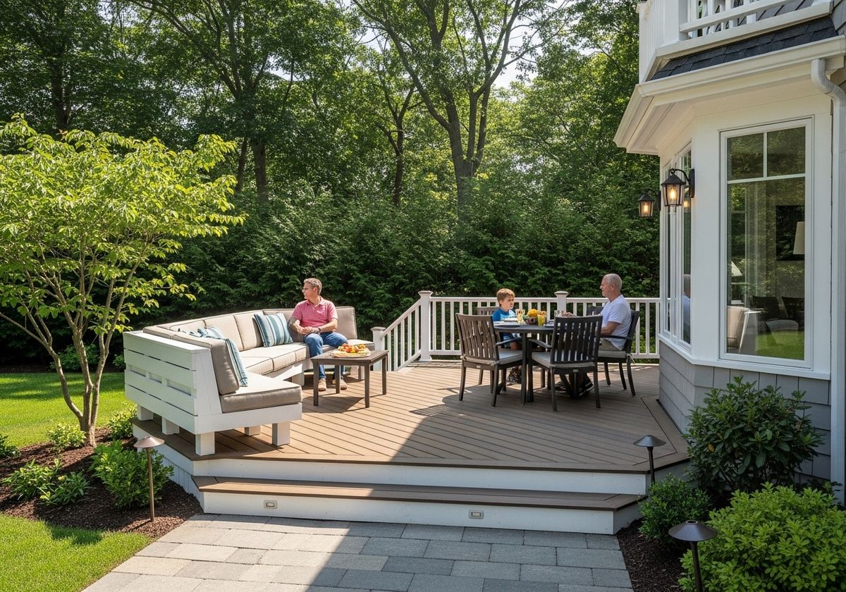 Family Enjoying Time on a Wooden Deck