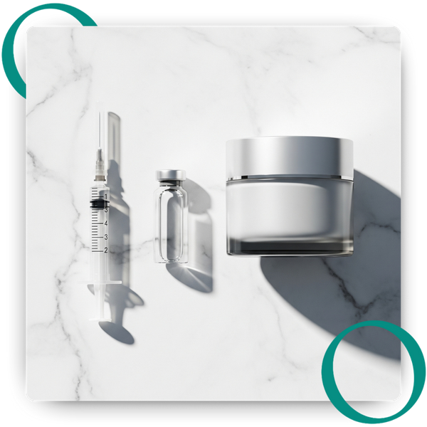 aesthetic tools on a clean marble surface