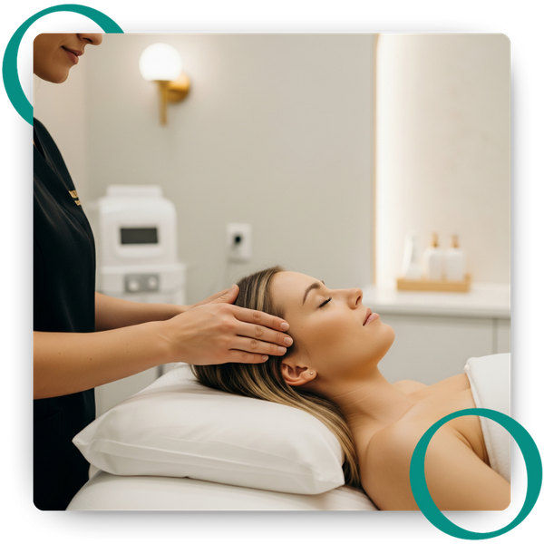 Esthetician working with a client