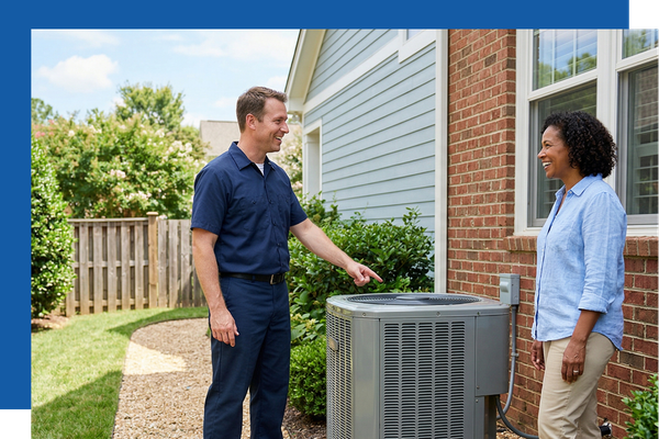 Residential HVAC Contractor talking to homeowner