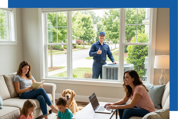 HVAC Contractor shown through window