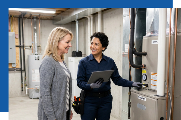 Contractor looking at furnance 