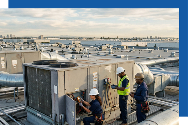 HVAC contractors on a roof