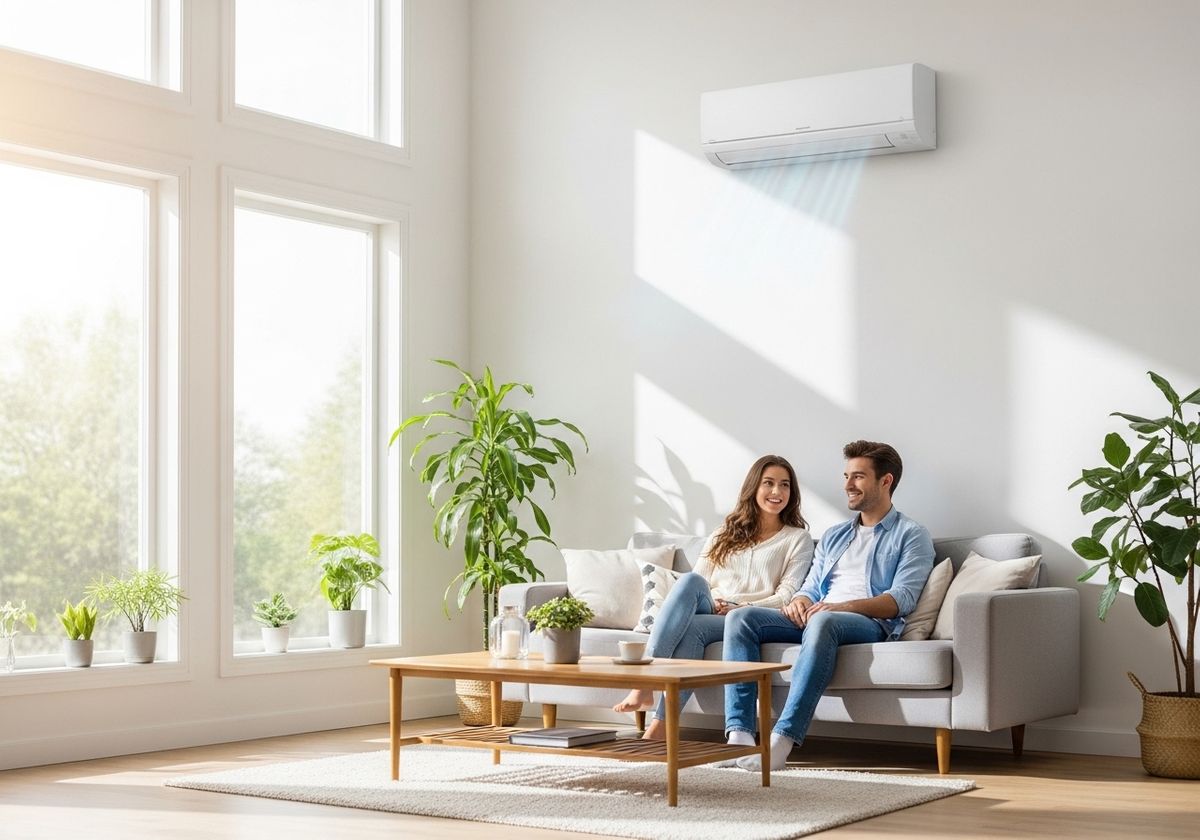Couple Relaxing Under Air Conditioner