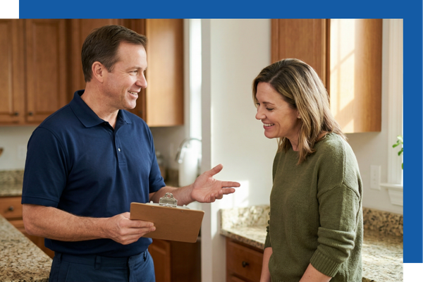 contractor talking to homeowner