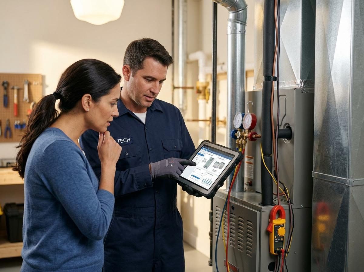 HVAC Technician Explaining System Data to Customer