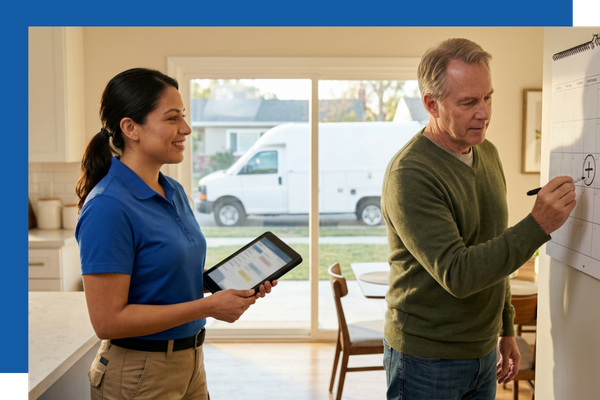 Contractor talking to homeowner