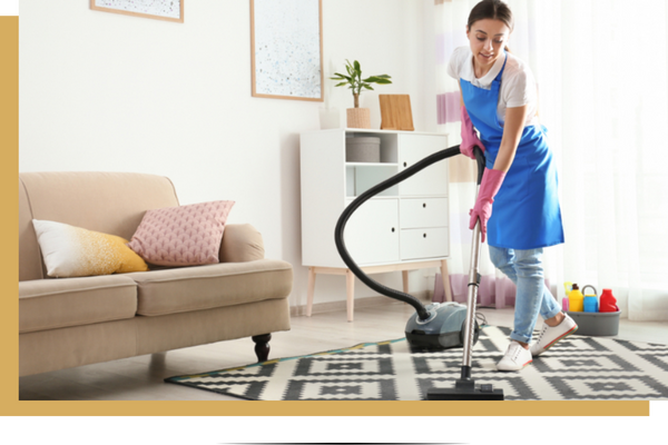 Vaccuming a carpet
