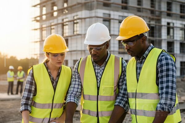 Three construction workers