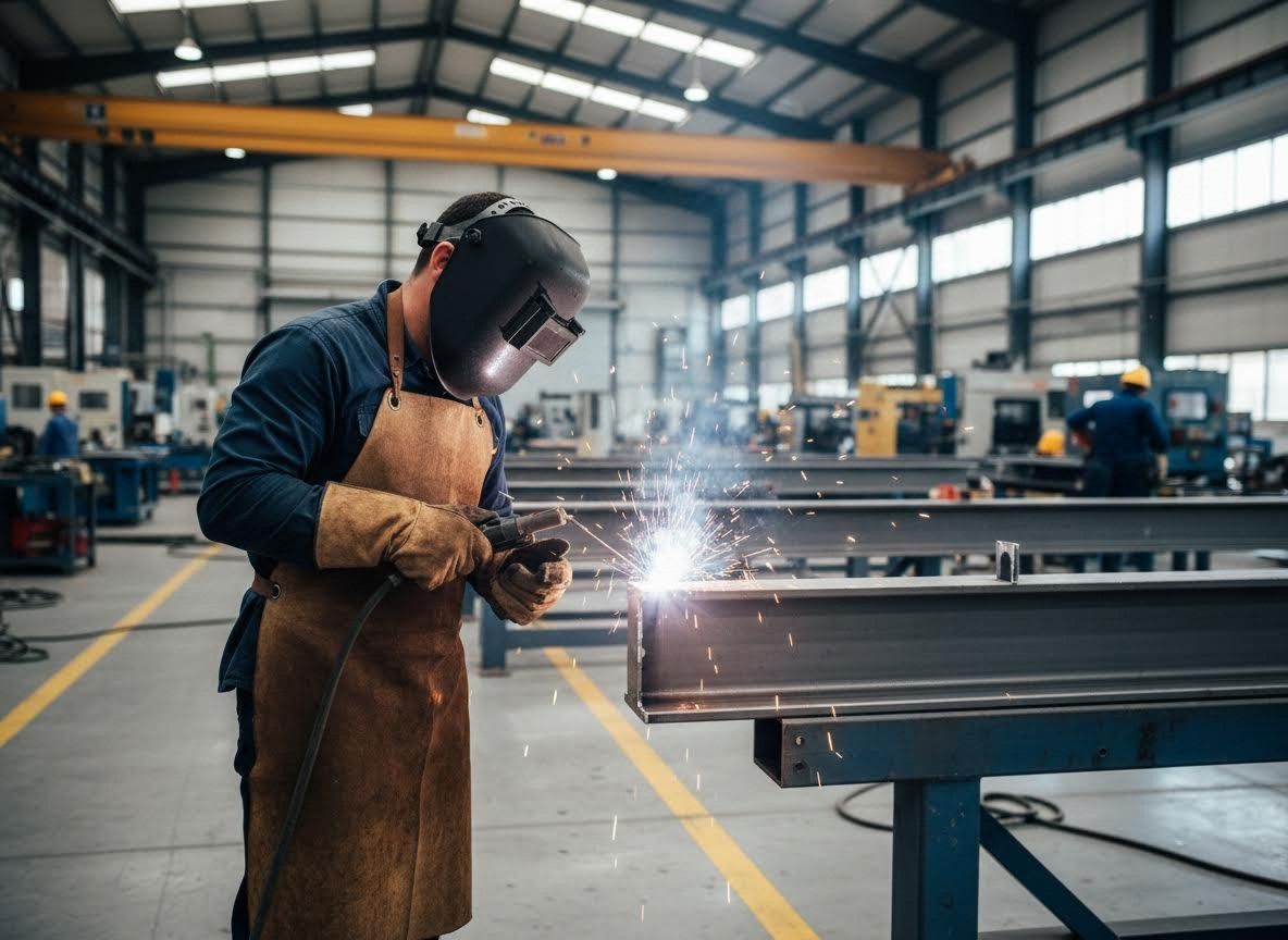 Skilled Welder Working in a Factory