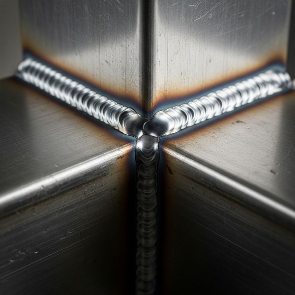 A close-up of a perfectly smooth, durable weld on a heavy-duty metal beam. metalbeam.jpg