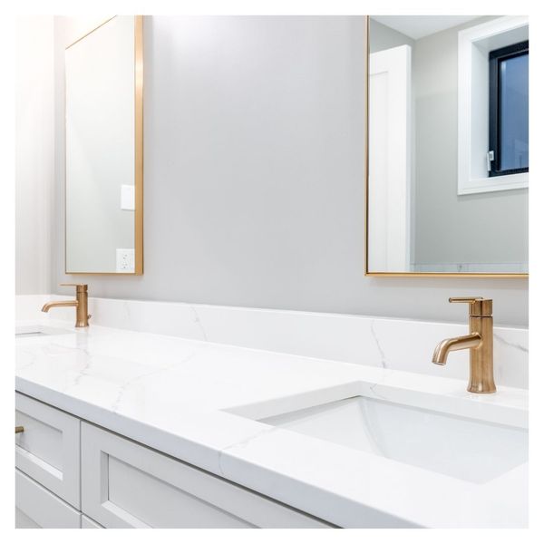 gold faucets on double vanity