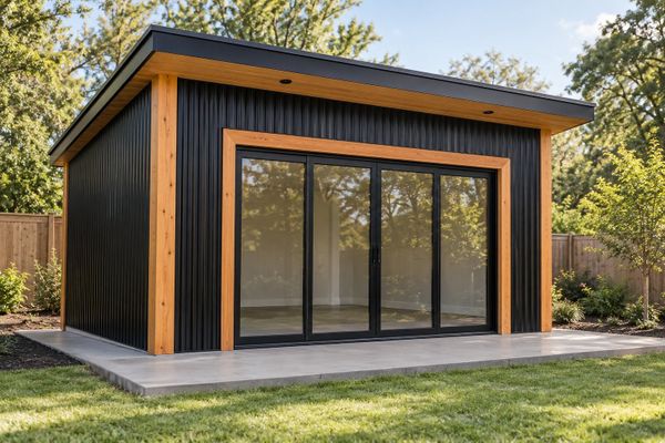 Modern backyard studio building exterior