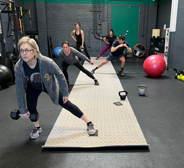 small group of people working out