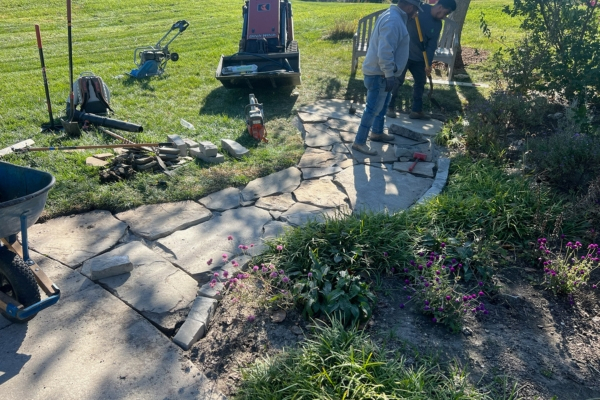 Paving a stone walkway