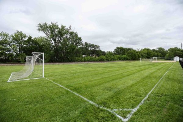 Soccer field with mowed grass