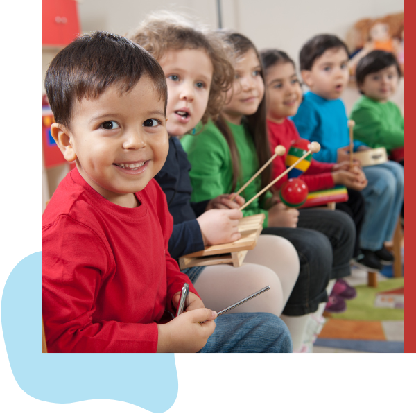 kids playing instruments in class