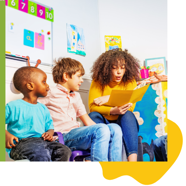 a teacher reading to her students