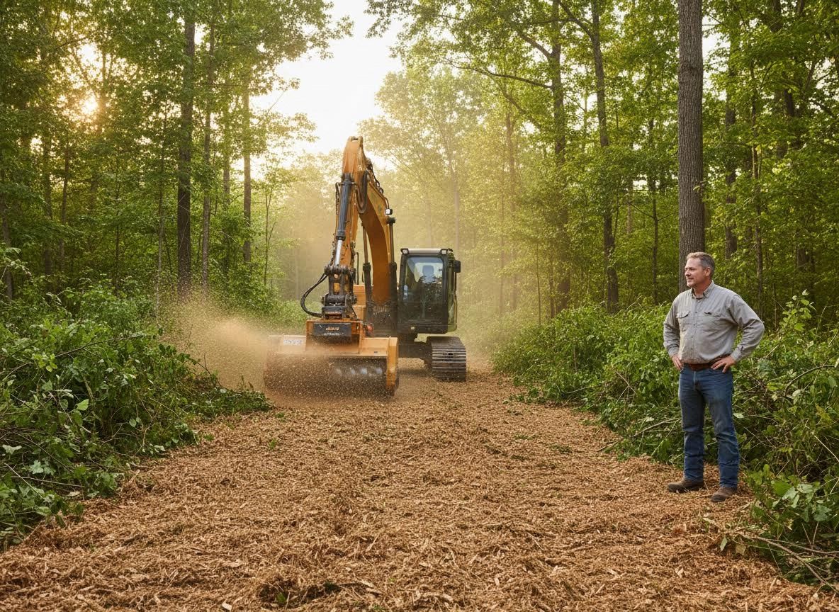 Man overseeing forestry mulcher in action