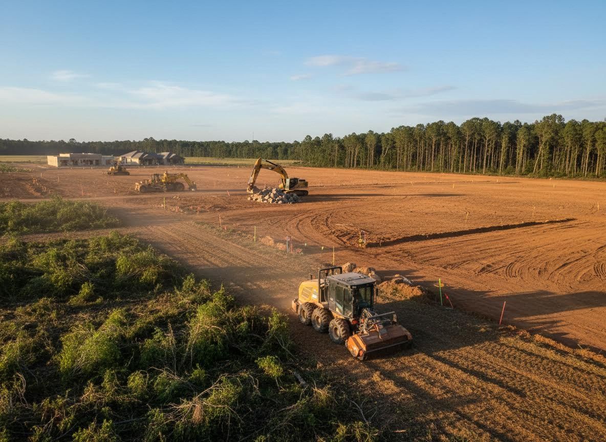 Land Development with Heavy Construction Machinery