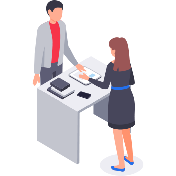 vector of man and woman having discussion