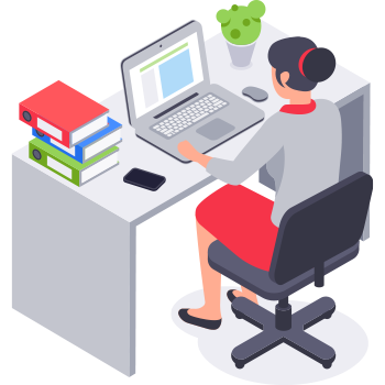 vector of woman at desk