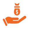 hand holding money bag icon