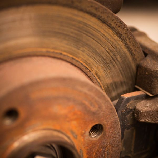 close-up of a rusty brake rotor