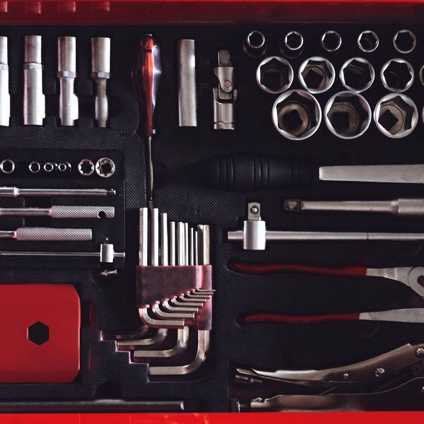 top-down view of a set of tools