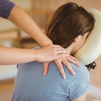 woman getting chair massage