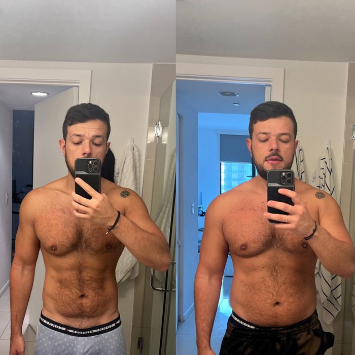 before and after photo of a man's weight loss