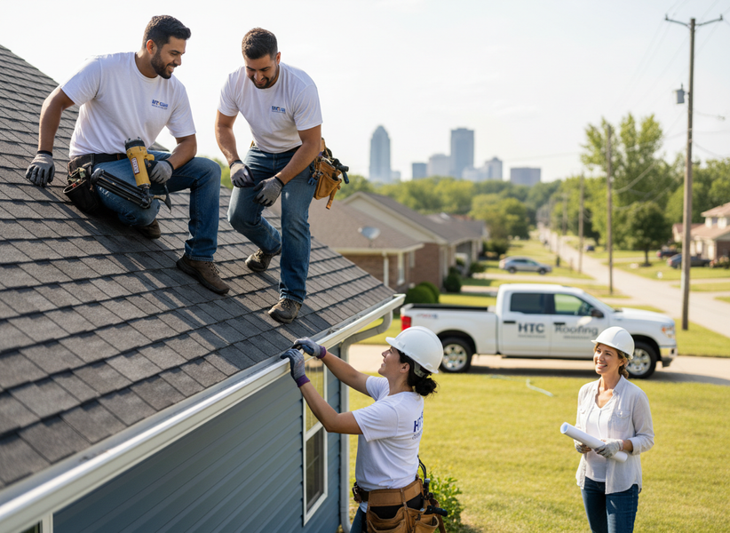 HTC Roofing Team at Residential Job Site