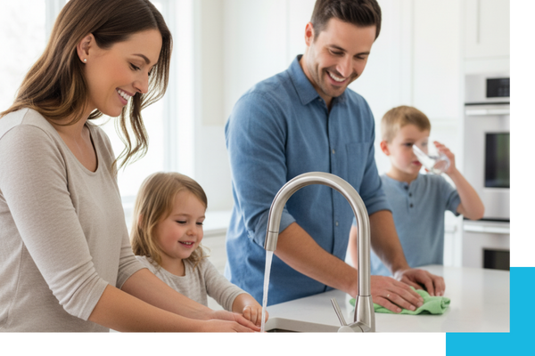 a family in the kitchen
