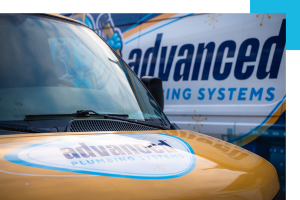 Up close view of Advanced Plumbing Systems van