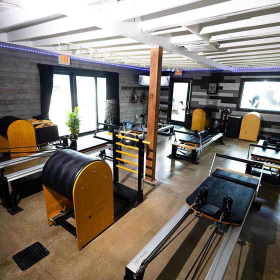 pilates room with equipment