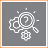 icon of a magnifying glass over gears