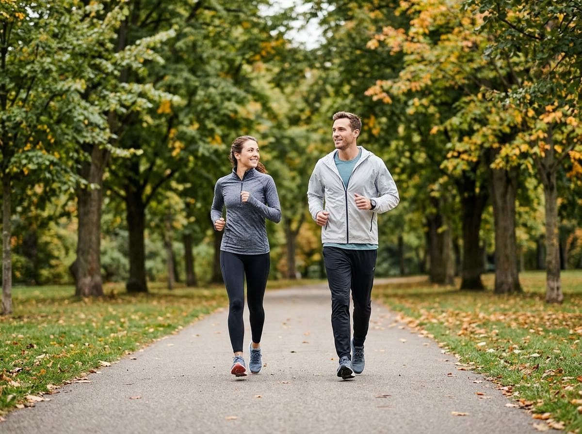 Couple jogging in a park