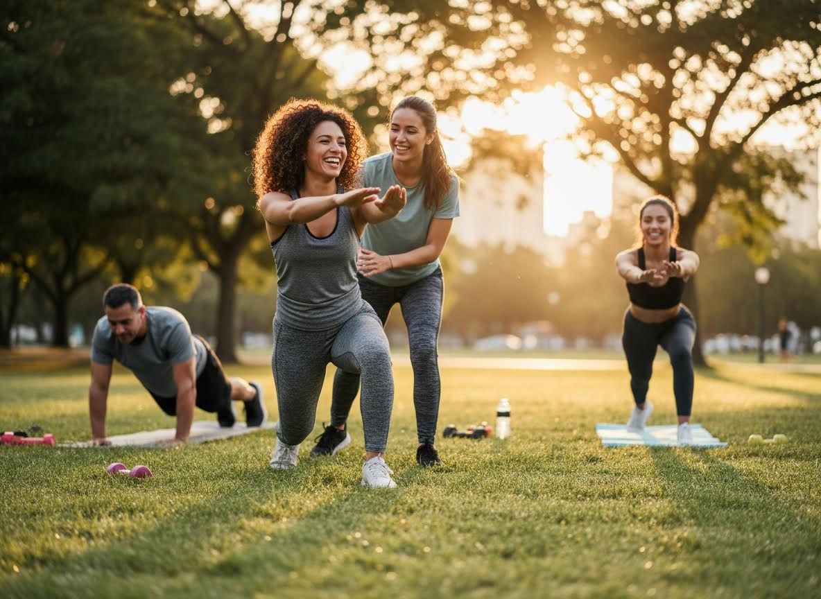 Group Outdoor Fitness Session in a Park