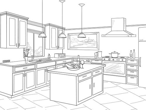 A drawing of a kitchen remodeling project.
